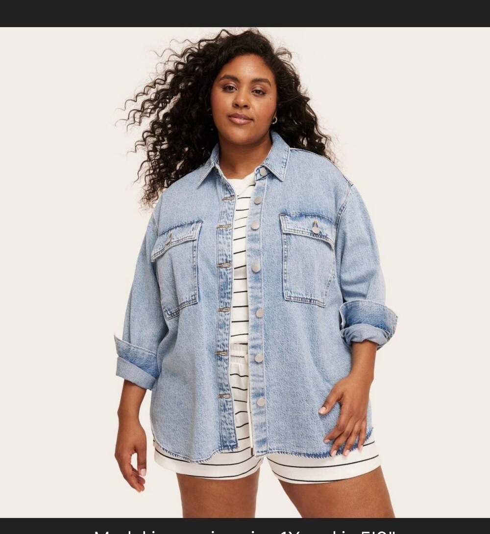 Parke x Target Women's Long Sleeve Denim Shacket in Light Wash NWT